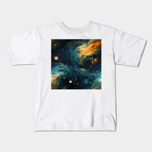 Van Gogh Starry Night Outer Space Pattern 1 Kids T-Shirt